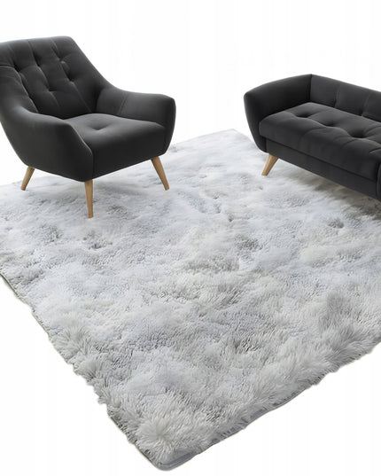 Kilimas 170x120 cm Pilkas Pūkuotas Ilgo Plauko Glamūrinis Modernus Svetainei