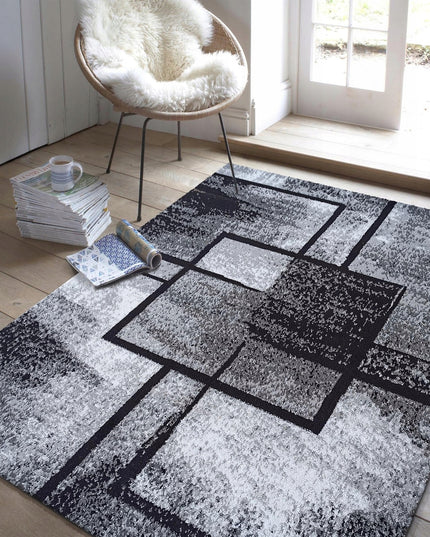 Kilimas 200X300 CM Vintage Pilkas Juodas Neslystantis Loft Svetainei BCF