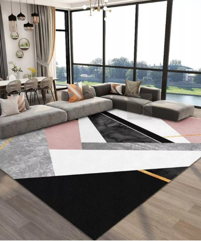 Kilimas 220x160CM Trumpo plauko Modernus Plaušinis Juodas Baltas Rožinis