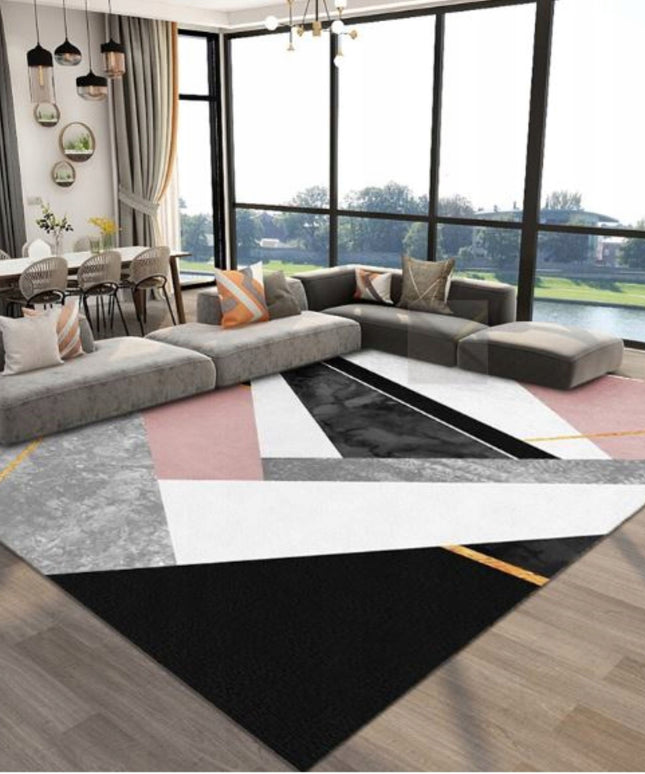 Kilimas 220x160CM Trumpo plauko Modernus Plaušinis Juodas Baltas Rožinis