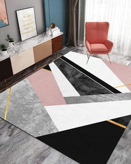 Kilimas 220x160CM Trumpo plauko Modernus Plaušinis Juodas Baltas Rožinis