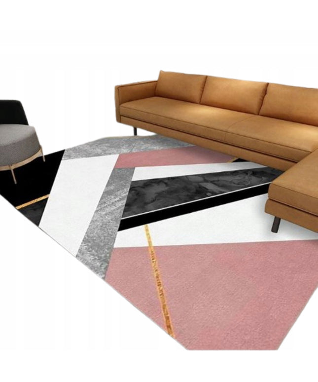 Kilimas 220x160CM Trumpo plauko Modernus Plaušinis Juodas Baltas Rožinis