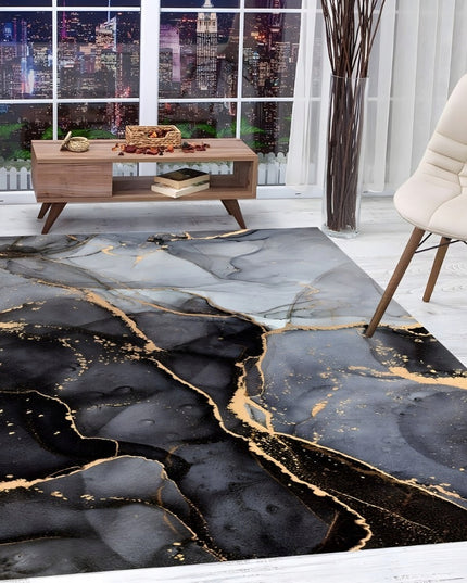 Kilimas 300x200cm Takelis Svetainei Neslystantis Pilkas Auksaspalvis Modernus