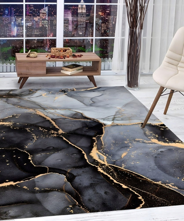 Kilimas 300x200cm Takelis Svetainei Neslystantis Pilkas Auksaspalvis Modernus