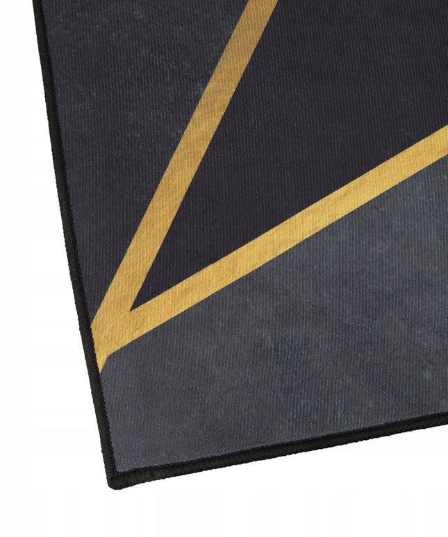 Kilimas svetainei 120x170 cm, juodas, auksinis, mozaikos rašto, modernus, neslystantis