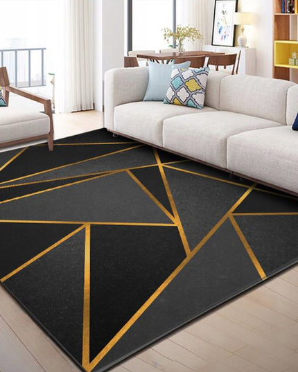 Kilimas svetainei 120x170 cm, juodas, auksinis, mozaikos rašto, modernus, neslystantis