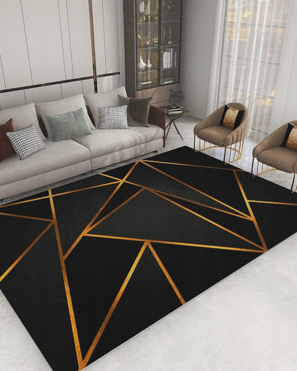 Kilimas svetainei 120x170 cm, juodas, auksinis, mozaikos rašto, modernus, neslystantis