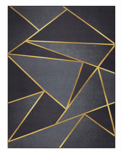 Kilimas svetainei 120x170 cm, juodas, auksinis, mozaikos rašto, modernus, neslystantis