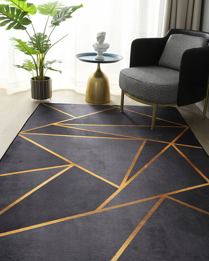 Kilimas svetainei 120x170 cm, juodas, auksinis, mozaikos rašto, modernus, neslystantis