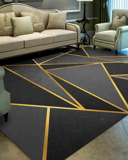Kilimas svetainei 120x170 cm, juodas, auksinis, mozaikos rašto, modernus, neslystantis