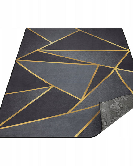 Kilimas svetainei 120x170 cm, juodas, auksinis, mozaikos rašto, modernus, neslystantis