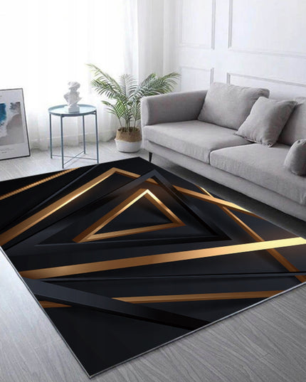 Modernus neslystantis kilimas svetainei 160x220cm, juodos ir auksinės spalvos su raštu