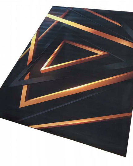 Modernus neslystantis kilimas svetainei 160x220cm, juodos ir auksinės spalvos su raštu