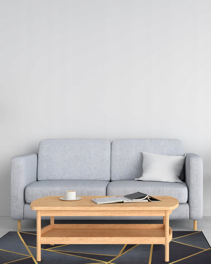 Kilimas svetainei ir virtuvei 220x160, neslystantis, skalbiamas, juodas, auksinis, lofto stiliaus