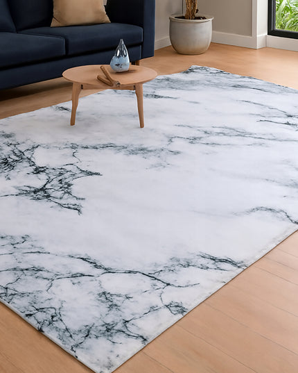 Kilimas svetainei/kambariui 160x220cm, baltas, modernus marmuro raštas