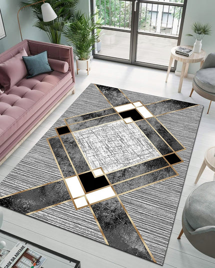 Kilimas svetainei 160x220cm, pilkas, modernaus geometrinio rašto