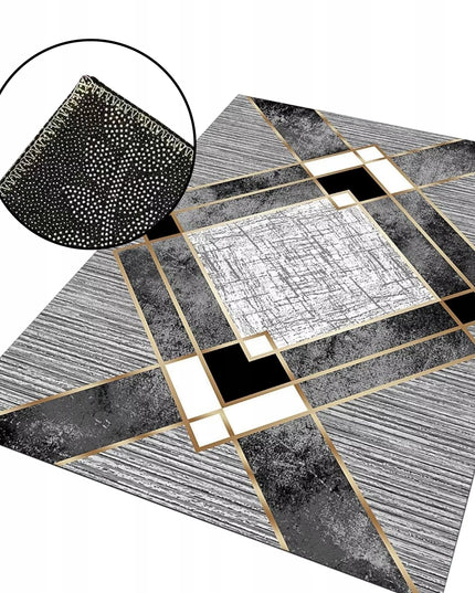 Kilimas svetainei 160x220cm, pilkas, modernaus geometrinio rašto