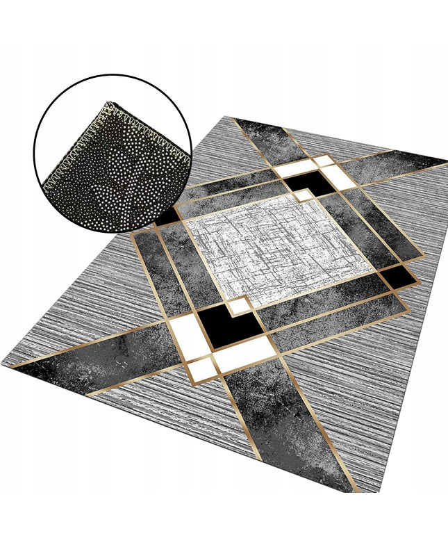 Kilimas svetainei 160x220cm, pilkas, modernaus geometrinio rašto