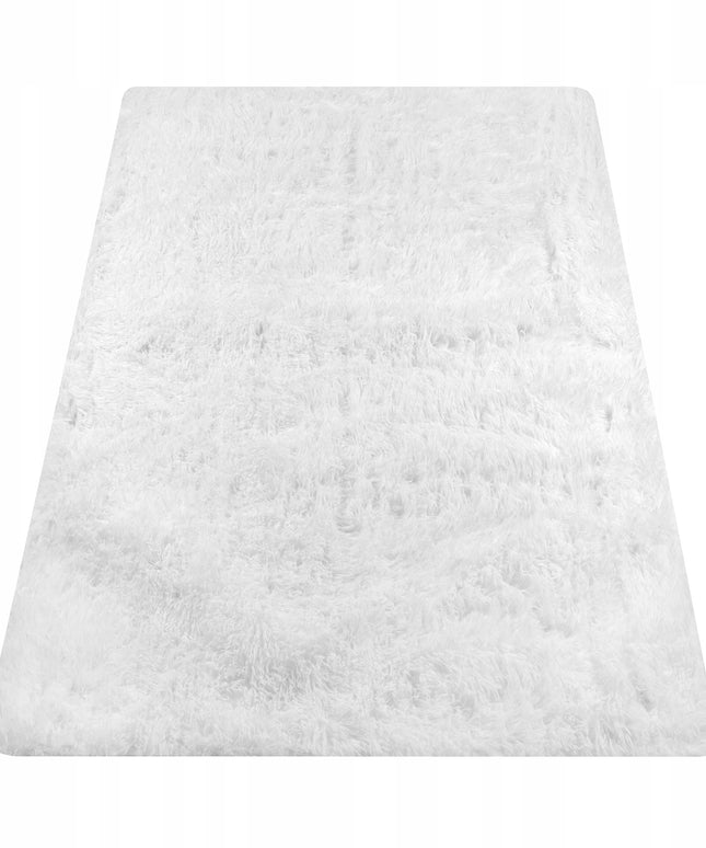 Kilimas Šagilinis Minkštas Svetainei 120x170 cm Purus Plušinis Baltas Apsiūtas