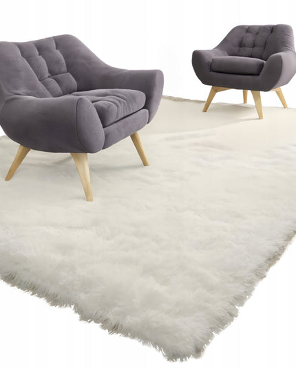 Kilimas Šagilinis Minkštas Svetainei 120x170 cm Purus Plušinis Baltas Apsiūtas