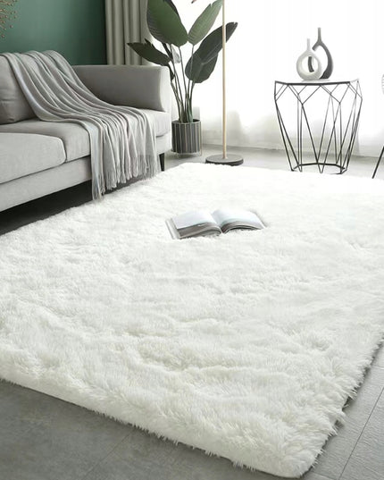Kilimas Šagilinis Minkštas Svetainei 120x170 cm Purus Plušinis Baltas Apsiūtas