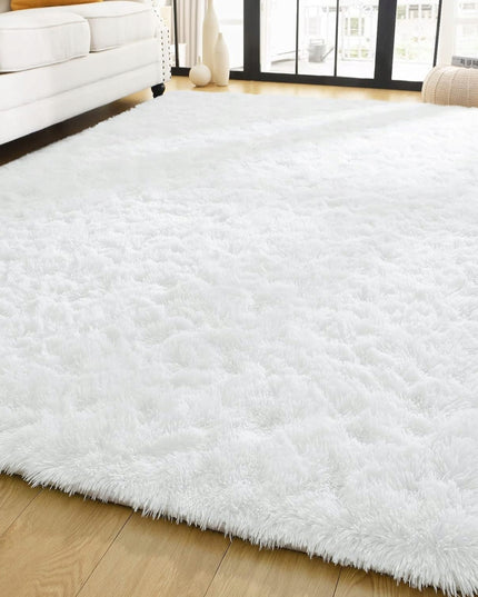 Kilimas Šagilinis Minkštas Svetainei 120x170 cm Purus Plušinis Baltas Apsiūtas