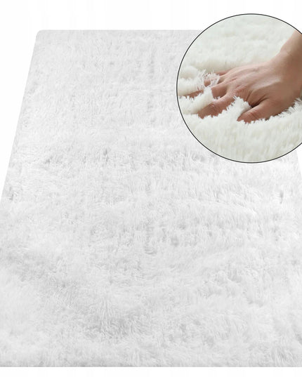 Kilimas Šagilinis Minkštas Svetainei 120x170 cm Purus Plušinis Baltas Apsiūtas