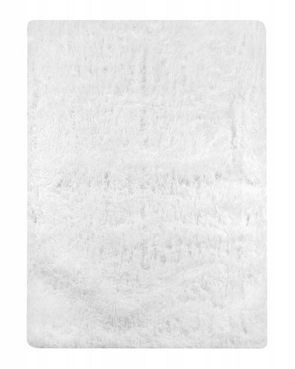 Kilimas pūkuotas minkštas svetainei 160x220 cm purus pliušinis baltas apvedžiotas