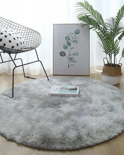 ŠAGINIS kilimas apvalus svetainei 160cm pliušinis su dėmelėmis pilkas melanžas
