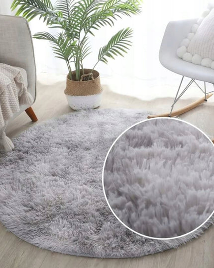 ŠAGINIS kilimas apvalus svetainei 160cm pliušinis su dėmelėmis pilkas melanžas