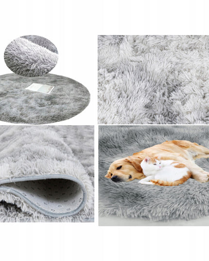 ŠAGINIS kilimas apvalus svetainei 160cm pliušinis su dėmelėmis pilkas melanžas