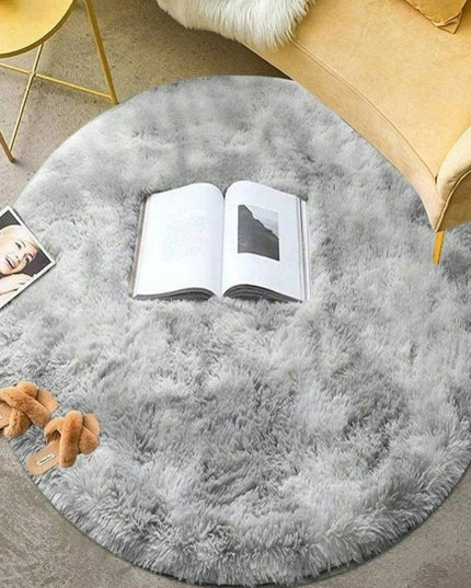 ŠAGINIS kilimas apvalus svetainei 160cm pliušinis su dėmelėmis pilkas melanžas