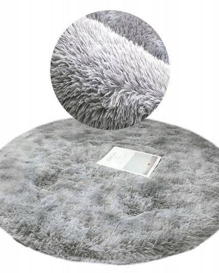 ŠAGINIS kilimas apvalus svetainei 160cm pliušinis su dėmelėmis pilkas melanžas