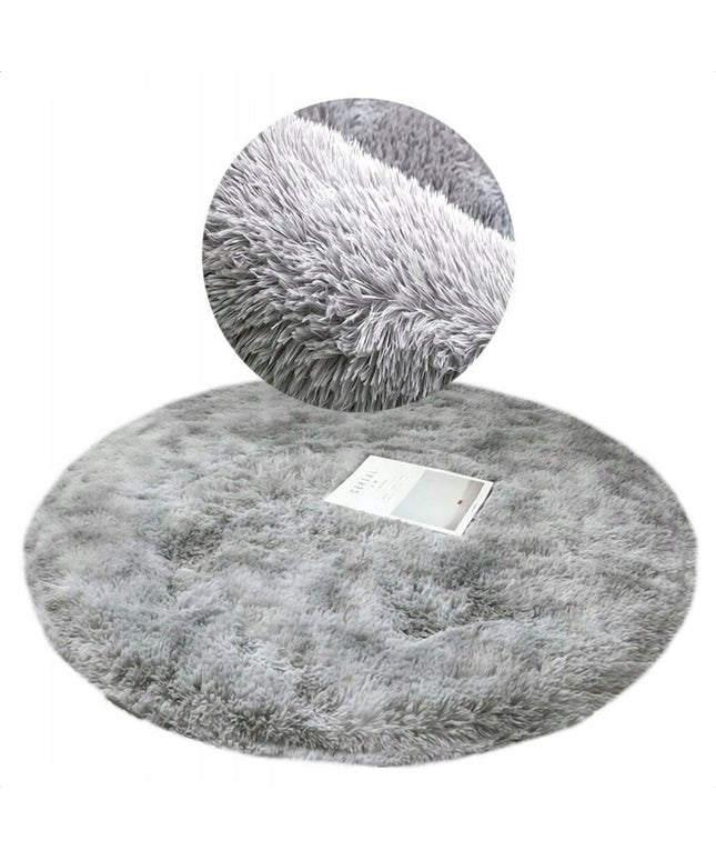 ŠAGINIS kilimas apvalus svetainei 160cm pliušinis su dėmelėmis pilkas melanžas