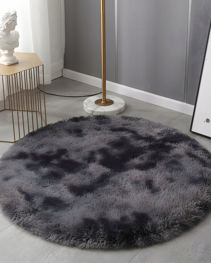 APVALUS SHAGGY KILIMAS SVETAINEI 160CM PLIUŠINIS PILKAS MELANŽAS