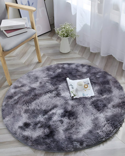 APVALUS SHAGGY KILIMAS SVETAINEI 160CM PLIUŠINIS PILKAS MELANŽAS