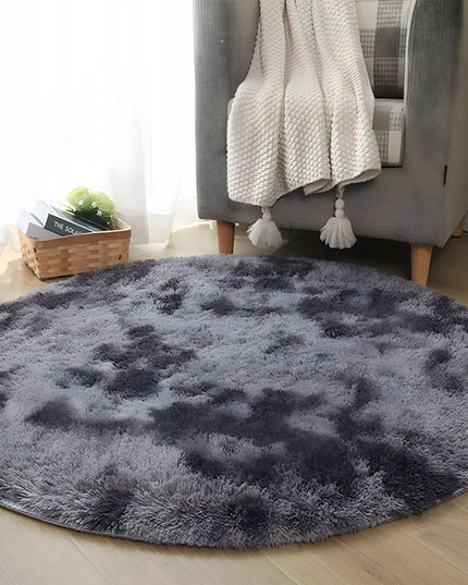 APVALUS SHAGGY KILIMAS SVETAINEI 160CM PLIUŠINIS PILKAS MELANŽAS