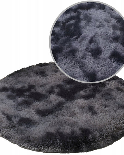 APVALUS SHAGGY KILIMAS SVETAINEI 160CM PLIUŠINIS PILKAS MELANŽAS