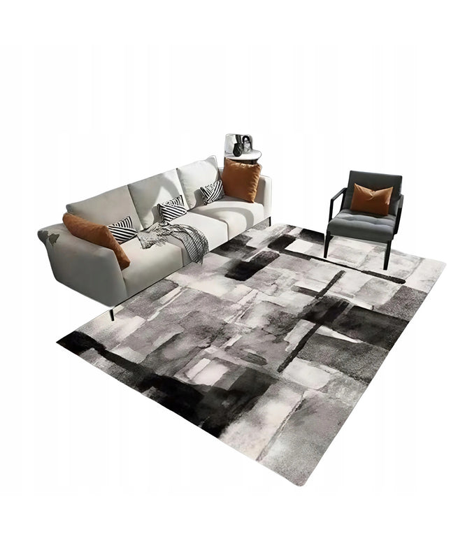 PILKAS KILIMAS 220X160 BCF BALTAS PRABANGUS MODERNUS SVETAINEI NESLYSTANTIS