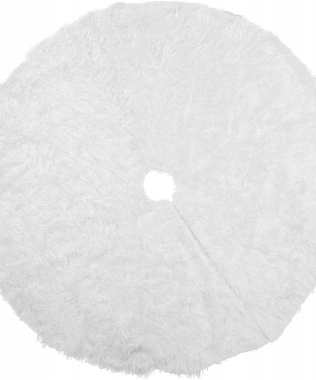 Baltas pūkuotas Kalėdų eglutės kilimėlis, 90 cm, didelis, apvalus, dovanų kilimėlis