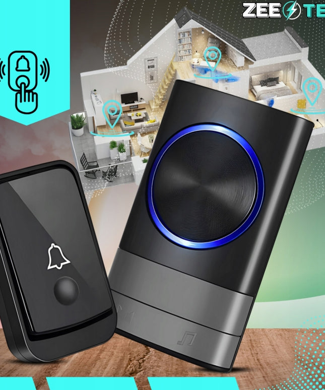 Belaidis durų skambutis varteliams ir vartams, atsparus vandeniui, ilgas 200 m veikimo nuotolis