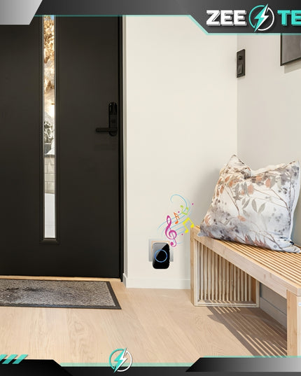 Belaidis durų skambutis, atsparus vandeniui, ilgas 300m veikimo nuotolis, skirtas durims, vartams, paradiniams varteliams