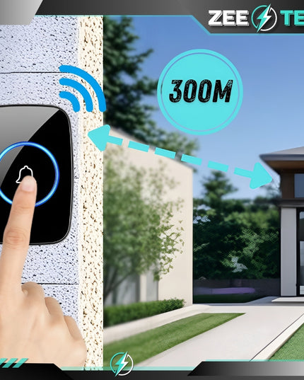 Belaidis durų skambutis, atsparus vandeniui, ilgas 300m veikimo nuotolis, skirtas durims, vartams, paradiniams varteliams