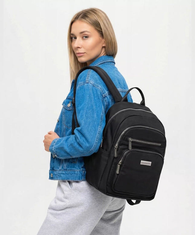 Moteriška miesto kuprinė, maža medžiaginė kuprinėlė moterims, juoda ZAGATTO