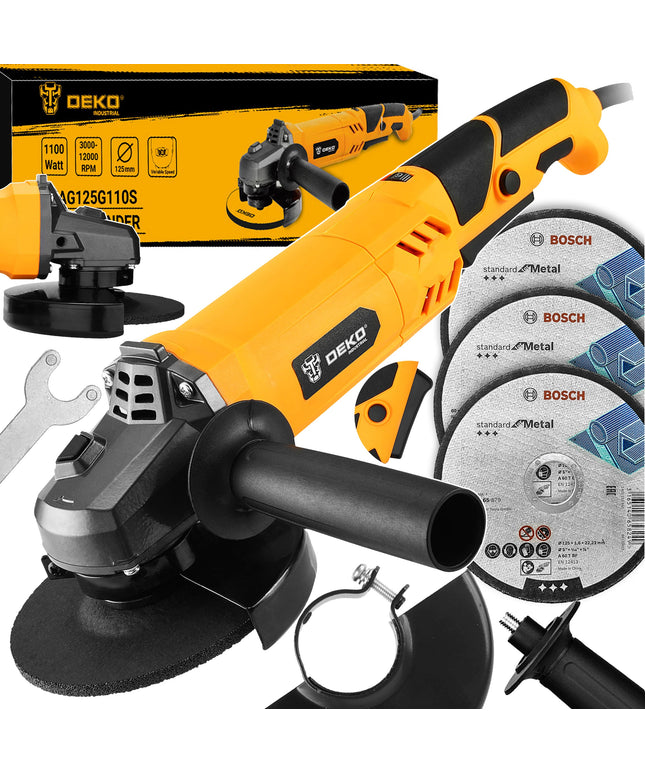 Deko 1100 W 230 V kampinis šlifuoklis, 3 Bosch diskai