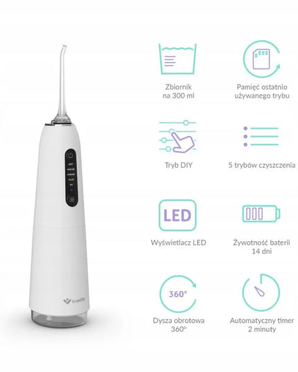 „TrueLife AquaFloss Compact C200“ belaidis burnos irigatorius su antgalių rinkiniu