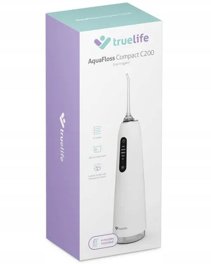 „TrueLife AquaFloss Compact C200“ belaidis burnos irigatorius su antgalių rinkiniu