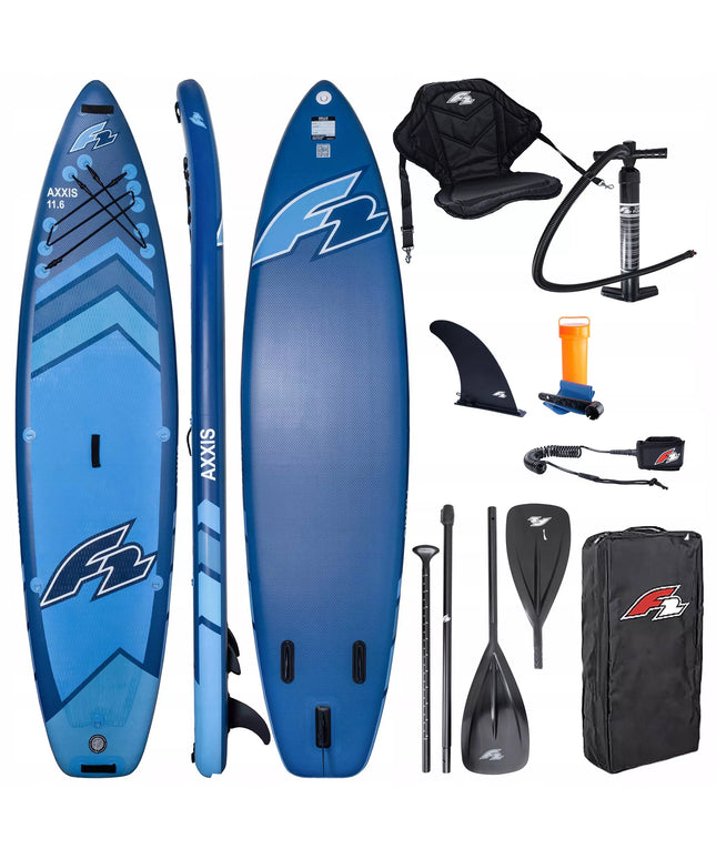 Pripučiama SUP lenta, irklentė F2 Axxis 11'6" Navy Blue Combo, 2-in-1 irklas, sėdynė