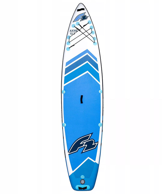 Pripučiama SUP lenta, irklentė F2 Axxis 12'2" Light Blue Combo su 2in1 irklu ir sėdyne
