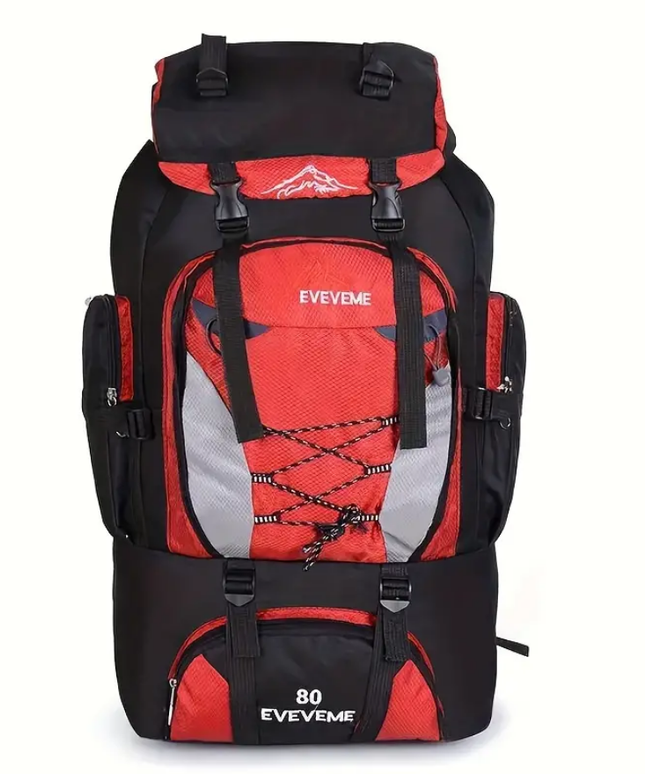 Turistinė kuprinė, žygiams, kopimams į kalnus, atspari vandeniui 80L